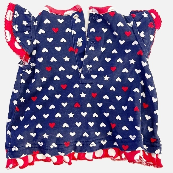 CUDDLE BEAR Star and Hearts Red White Blue Baby Girl Top - 3 Months - Picture 4 of 7
